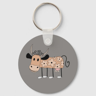 Cute illustrated Cow Key Ring