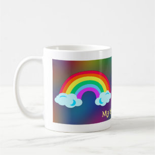 Cute Illustrated Custom Cartoon Rainbow Fun Design Coffee Mug