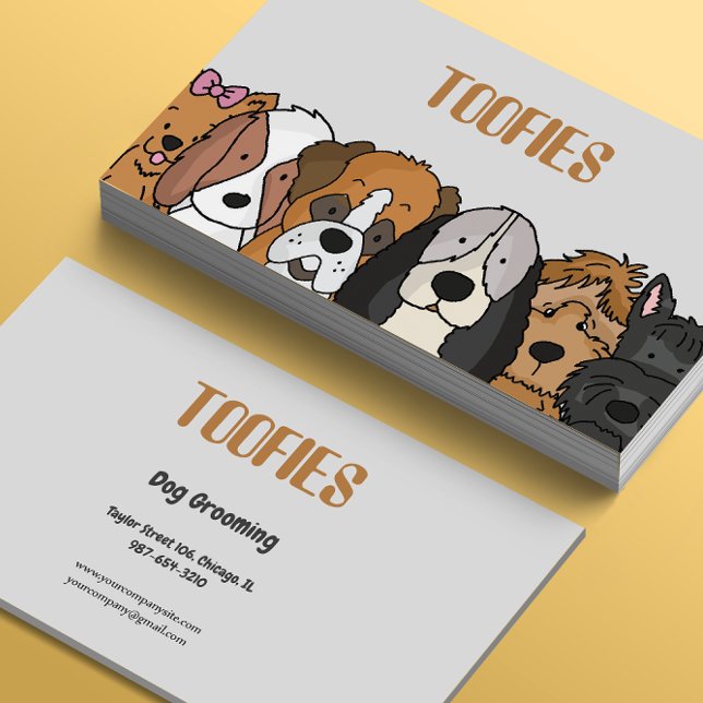 Cute Illustrated Dog Breeds Grooming Business Card (Creator Uploaded)