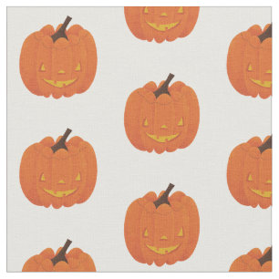 Cute, illustrated jack o' lantern pumpkin fabric