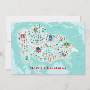 Cute Illustrated North Pole Village Map Holiday