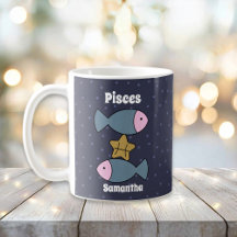 Cute Illustrated Pisces Zodiac Personalised
