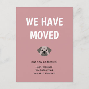 Cute Illustrated Pug We have Moved Announcement Postcard