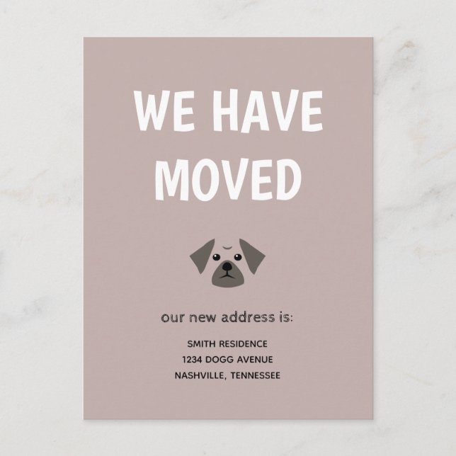 Cute Illustrated Pug We have Moved Announcement Postcard (Front)