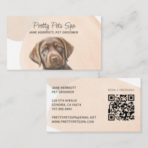 Cute Illustrated Puppy Pet Groomer Dog Spa Business Card