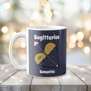 Cute Illustrated Sagittarius Zodiac Personalised Coffee Mug