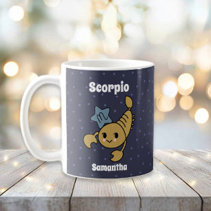 Cute Illustrated Scorpio Zodiac Personalised Coffee Mug
