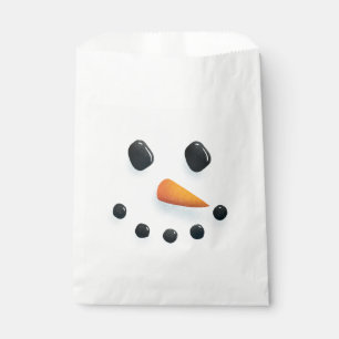 Cute Illustrated Snowman Face Christmas Favour Bag