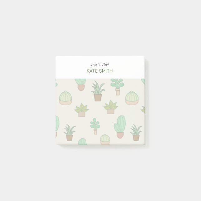 Cute Illustrated Succulents and Cactus Post-it Notes (Front)