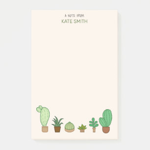 Cute Illustrated Succulents and Cactus Post-it Notes