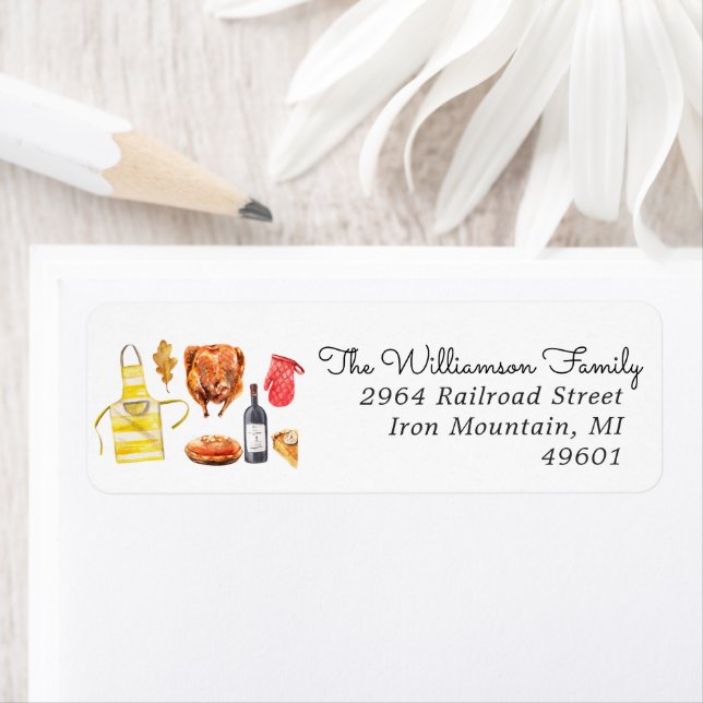 Cute Illustrated Thanksgiving Return Address Label (Insitu)