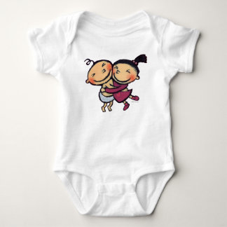 Cute Illustrated Toddlers Hugging Baby Bodysuit