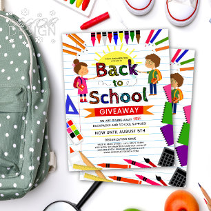 Cute Illustration Back To School Supplies Giveaway Flyer