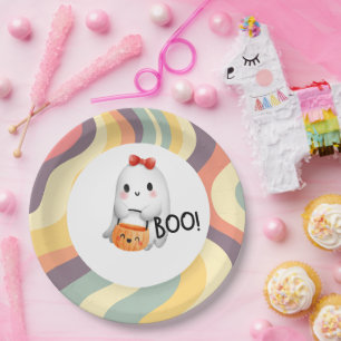 Cute Illustration Happy Halloween Boo Paper Plate
