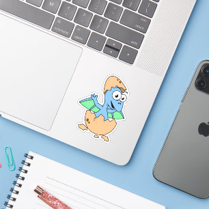 Cute Illustration Of A Baby Pterodactyl Hatching.