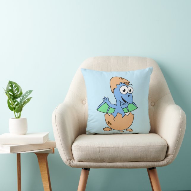 Cute Illustration Of A Baby Pterodactyl Hatching. Cushion (Chair)