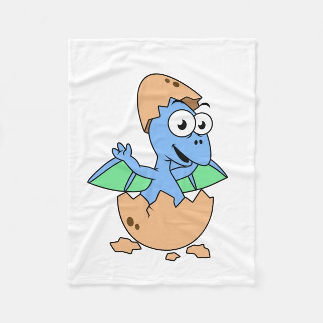 Cute Illustration Of A Baby Pterodactyl Hatching. Fleece Blanket (Front)