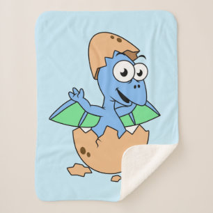 Cute Illustration Of A Baby Pterodactyl Hatching. Sherpa Blanket