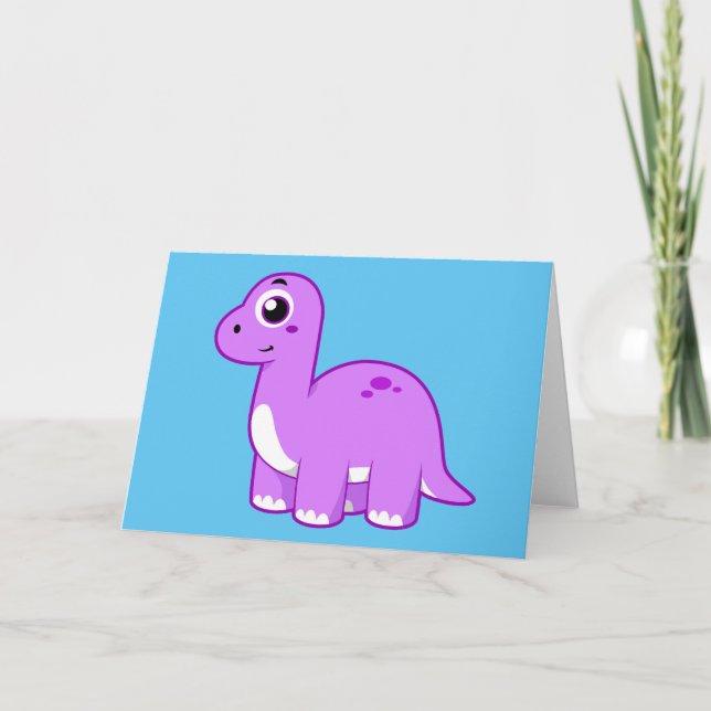 Cute Illustration Of A Brontosaurus Dinosaur. Card (Front)