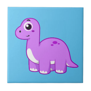 Cute Illustration Of A Brontosaurus Dinosaur. Ceramic Tile