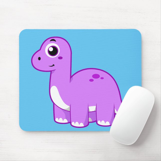 Cute Illustration Of A Brontosaurus Dinosaur. Mouse Pad (With Mouse)