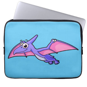 Cute Illustration Of A Flying Pterodactyl. Laptop Sleeve