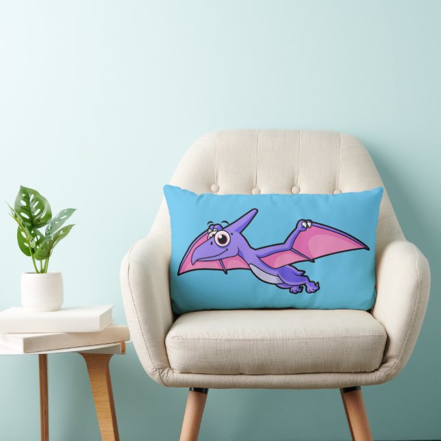 Cute Illustration Of A Flying Pterodactyl. Lumbar Cushion (Chair)