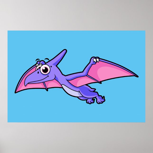 Cute Illustration Of A Flying Pterodactyl. Poster (Front)
