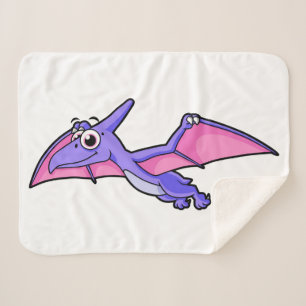 Cute Illustration Of A Flying Pterodactyl. Sherpa Blanket