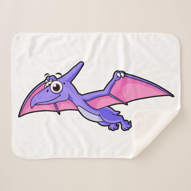 Cute Illustration Of A Flying Pterodactyl. Sherpa Blanket (Front (Horizontal))
