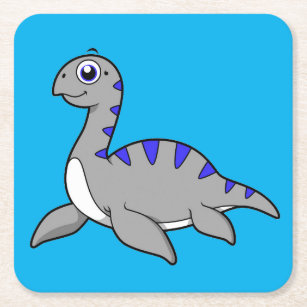 Cute Illustration Of A Loch Ness Monster. Square Paper Coaster