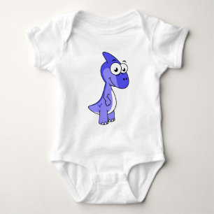 Cute Illustration Of A Parasaurolophus Dinosaur. 2 Baby Bodysuit
