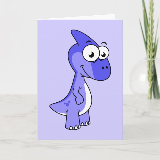 Cute Illustration Of A Parasaurolophus Dinosaur. 2 Card (Front)