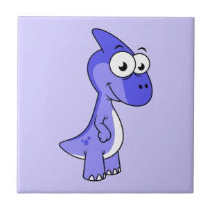 Cute Illustration Of A Parasaurolophus Dinosaur. 2 Ceramic Tile