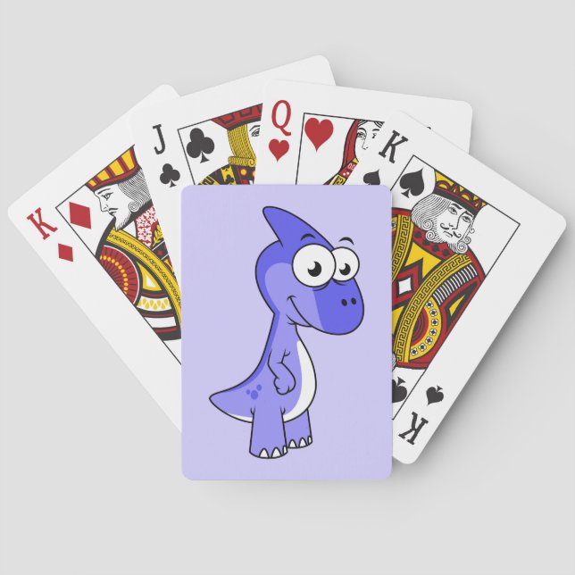 Cute Illustration Of A Parasaurolophus Dinosaur. 2 Playing Cards (Back)