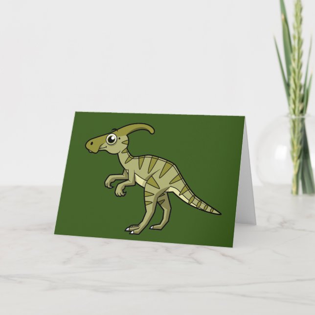 Cute Illustration Of A Parasaurolophus Dinosaur. 3 Card (Front)