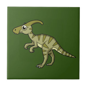 Cute Illustration Of A Parasaurolophus Dinosaur. 3 Ceramic Tile