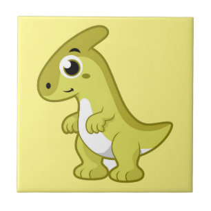 Cute Illustration Of A Parasaurolophus Dinosaur. Ceramic Tile