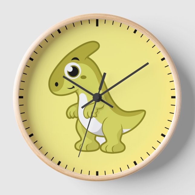 Cute Illustration Of A Parasaurolophus Dinosaur. Clock (Front)