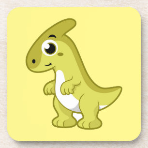 Cute Illustration Of A Parasaurolophus Dinosaur. Coaster