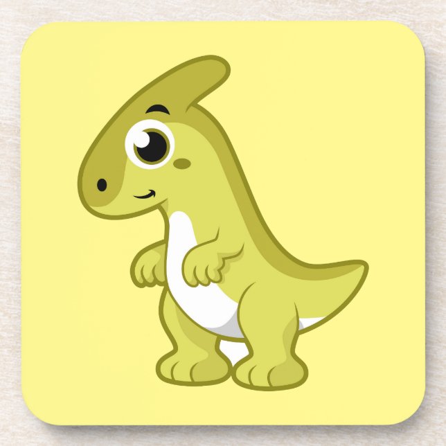 Cute Illustration Of A Parasaurolophus Dinosaur. Coaster (Front)
