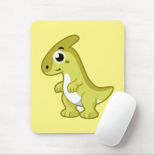 Cute Illustration Of A Parasaurolophus Dinosaur. Mouse Pad