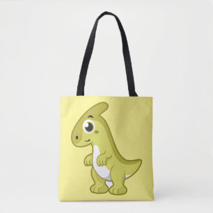 Cute Illustration Of A Parasaurolophus Dinosaur. Tote Bag