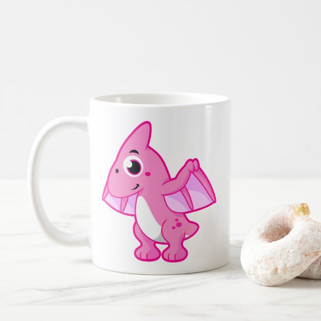Cute Illustration Of A Pterodactyl. Coffee Mug (With Donut)