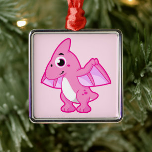 Cute Illustration Of A Pterodactyl. Metal Ornament