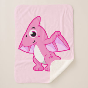Cute Illustration Of A Pterodactyl. Sherpa Blanket
