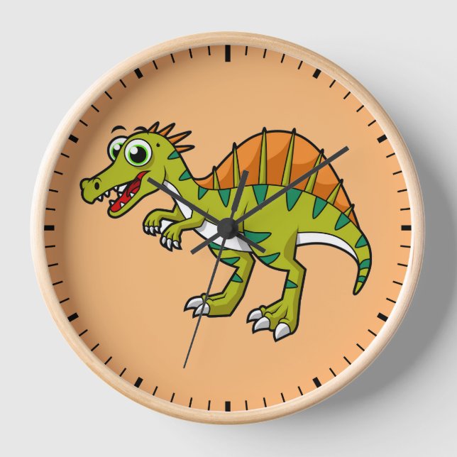 Cute Illustration Of A Smiling Spinosaurus. Clock (Front)