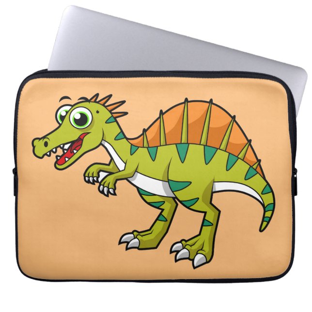 Cute Illustration Of A Smiling Spinosaurus. Laptop Sleeve (Front)