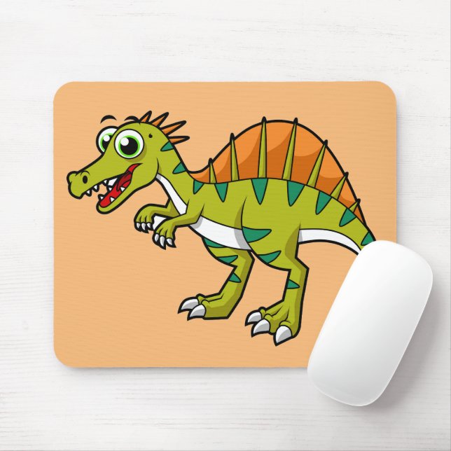 Cute Illustration Of A Smiling Spinosaurus. Mouse Pad (With Mouse)