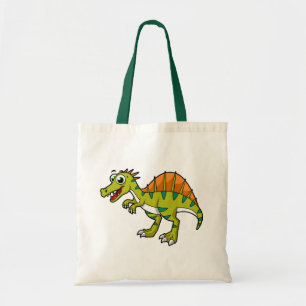 Cute Illustration Of A Smiling Spinosaurus. Tote Bag